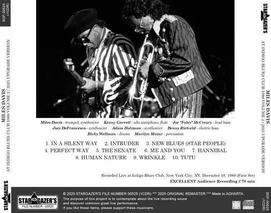 MILES DAVIS / AT INDIGO BLUES CLUB 1988 VOLUME 2 2025 UPGRADE VERSION (1CDR)