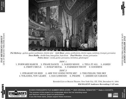 PAT METHENY GROUP / LIVE AT BEACON THEATRE 841201 (2CDR)
