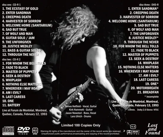 METALLICA / DOBLE MONTREAL 1993 CAJA DE SONIDO (2 CDR + 1 DVDR)