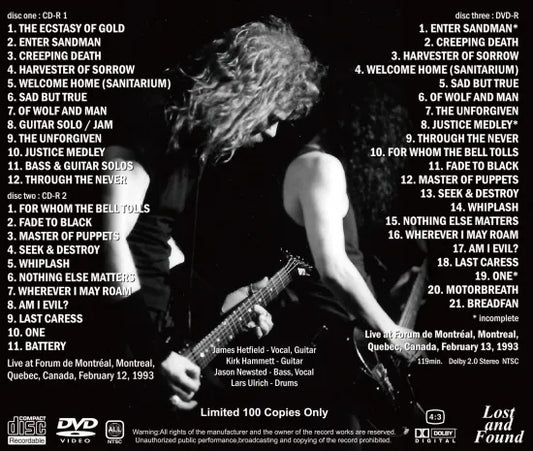 METALLICA / DOBLE MONTREAL 1993 CAJA DE SONIDO (2 CDR + 1 DVDR)