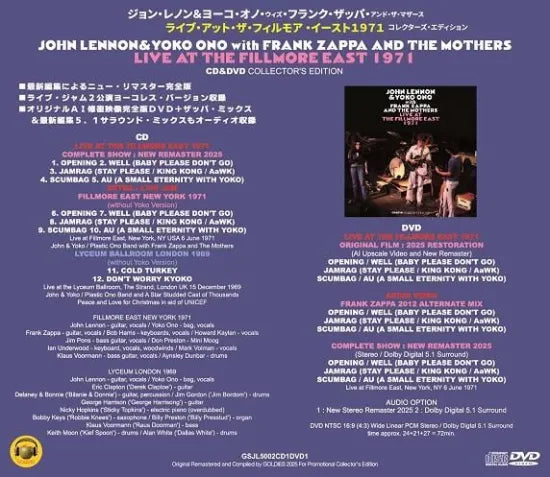 JOHN LENNON with FRANK ZAPPA AND THE MOTHERS / LIVE AT THE FILLMORE EAST 1971 (1CD+1DVD)