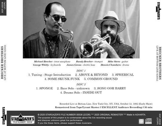 BRECKER BROTHERS / LIVE AT BOTTOM LINE 921012 (2CDR)