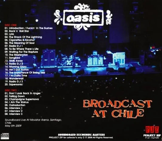 OASIS - BROADCAST AT CHILE SOUNDBOARD (2CDR)
