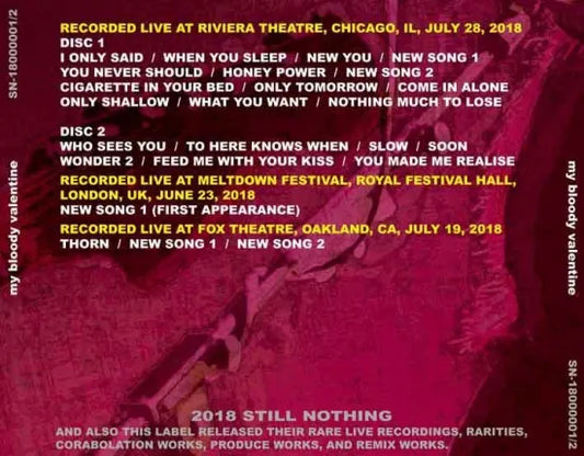 MY BLOODY VALENTINE / LIVE IN CHICAGO AND NEW SONGS'S DEBUT 2018 (2CDR)