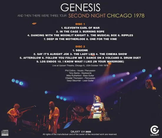 GENESIS / SECOND NIGHT CHICAGO 1978 AND THEN THERE WERE THREE TOUR 1978 SOUNDBOARD (2CDR)