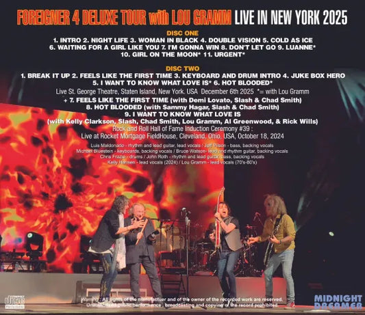 FOREIGHNER / "FOREIGNER 4 DELUXE TOUR with LOU GRAMM" LIVE IN NEW YORK 2025 (2CDR)