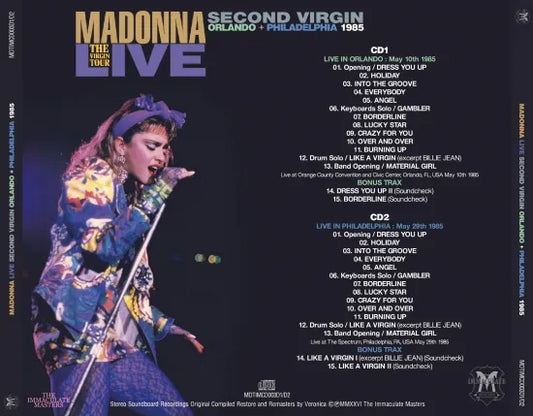 MADONNA / SECOND VIRGIN THE VIRGIN TOUR LIVE ORLANDO + PHILADELPHIA 1985 (2CD) STEREO SOUNDBOARD