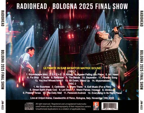 RADIOHEAD / BOLOGNA 2025 FINAL SHOW ULTIMATE IEM MATRIX SOUND (2CDR)
