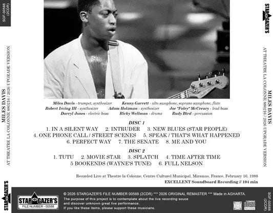 MILES DAVIS / AT THEATRE LA COLONNE 880216 2026 UPGRADE VERSION (2CDR)