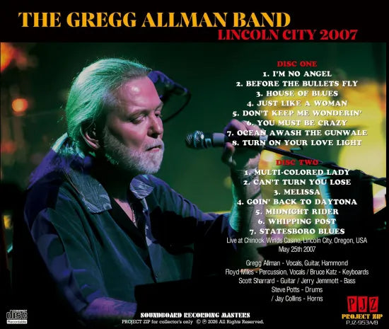 THE GREGG ALLMAN BAND / LINCOLN CITY 2007 (2CDR)