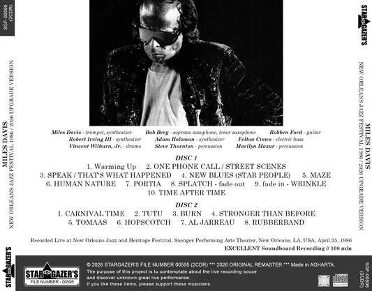 MILES DAVIS / NEW ORLEANS JAZZ FESTIVAL 1986 2026 UPGRADE VERSION (2CDR)