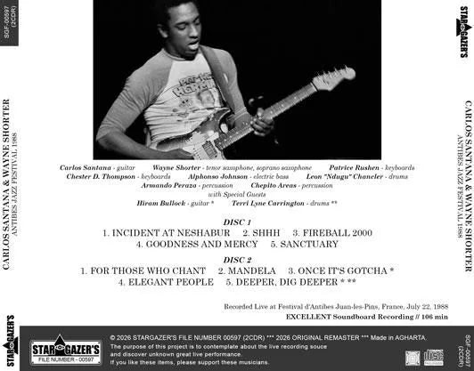 CARLOS SANTANA & WAYNE SHORTER / ANTIBES JAZZ FESTIVAL 1988 (2CDR)