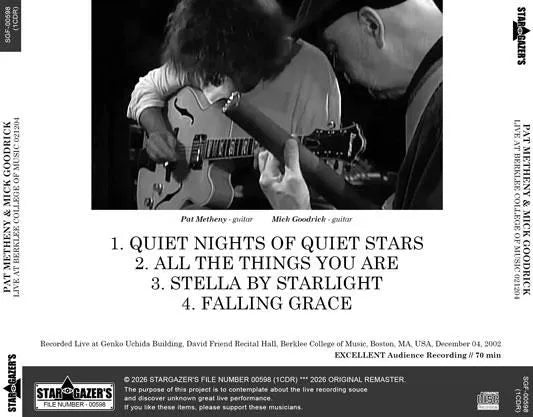 PAT METHENY & MICK GOODRICK / LIVE AT BERKLEE COLLEGE OF MUSIC 021204 (1CDR)