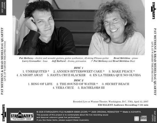 PAT METHENY & BRAD MEHELDAU QUARTET / LIVE AT WARNER THEATRE 070412 (2CDR)