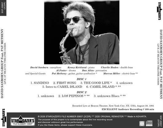 DAVID SANBORN GROUP FEATURTING PAT METHENY / LIVE AT BEACON THEATRE 910808 (2CDR)