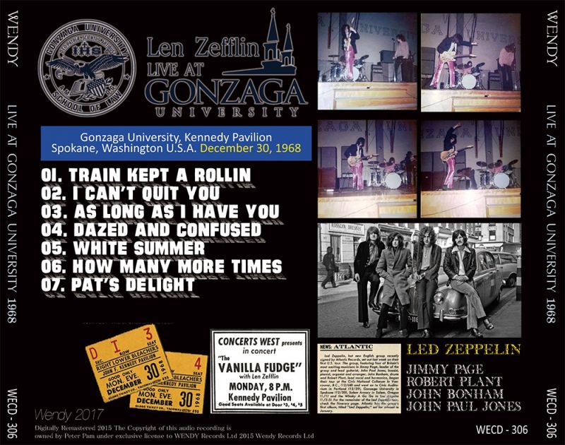 LED ZEPPELIN / LIVE AT GONZAGA UNIVERSITY 1968 【1CD】