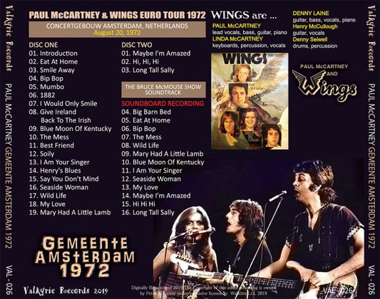 PAUL McCARTNEY / GEMEENTE AMSTERDAM 1972 【2CD】