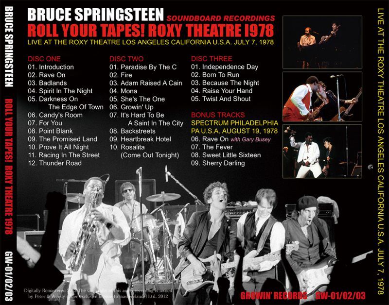 BRUCE SPRINGSTEEN / ROLL YOUR TAPES! ROXY THEATRE 1978 【3CD】