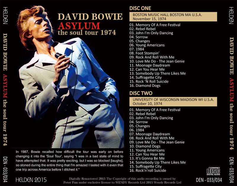 DAVID BOWIE / ASYLUM THE SOUL TOUR 1974 【2CD】