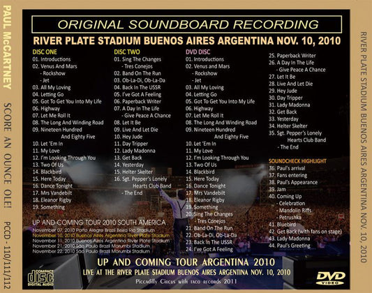 PAUL McCARTNEY / FIRST NIGHT ARGENTINA 2010 【2CD+DVD】