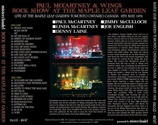 PAUL McCARTNEY / ROCK SHOW AT THE MAPLE LEAF GARDEN 【2CD】