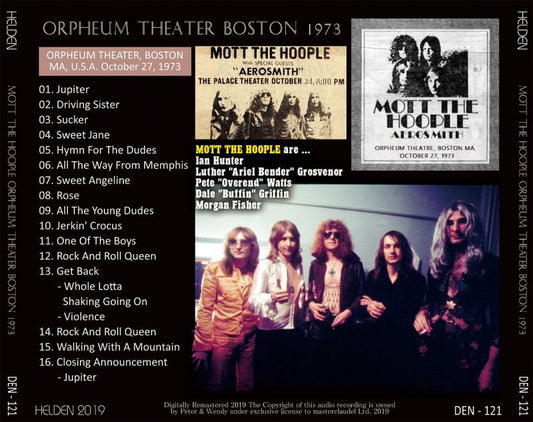 MOTT THE HOOPLE ORPHEUM THEATER BOSTON 1973 【1CD】