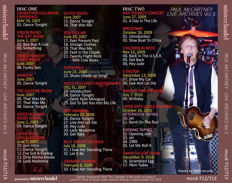 PAUL McCARTNEY / LIVE ARCHIVES VOL.5 【2CD】