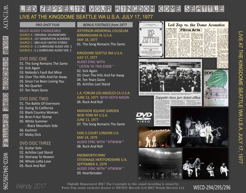 LED ZEPPELIN / YOUR KINGDOM COME SEATTLE 1977 【3CD+3DVD】