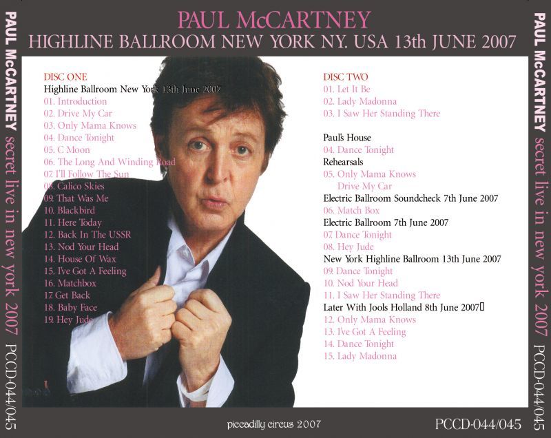 PAUL McCARTNEY / SECRET LIVE IN NEW YORK 2007 【2CD】