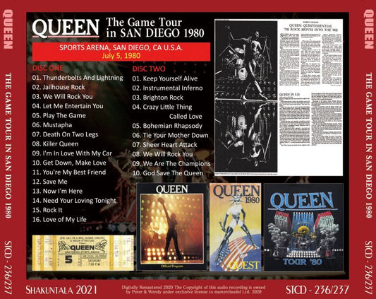 QUEEN 1980 THE GAME TOUR IN SAN DIEGO 2CD