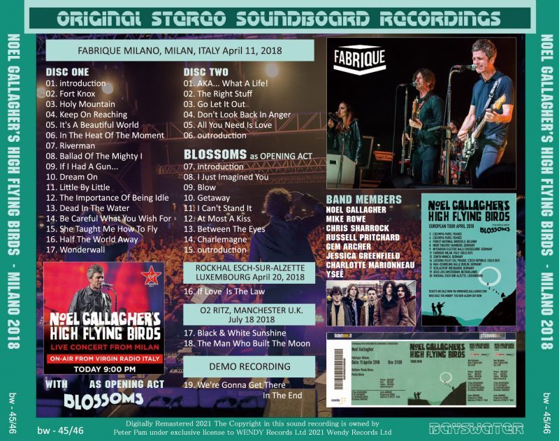 NOEL GALLAGHER 2018 MILANO 2CD