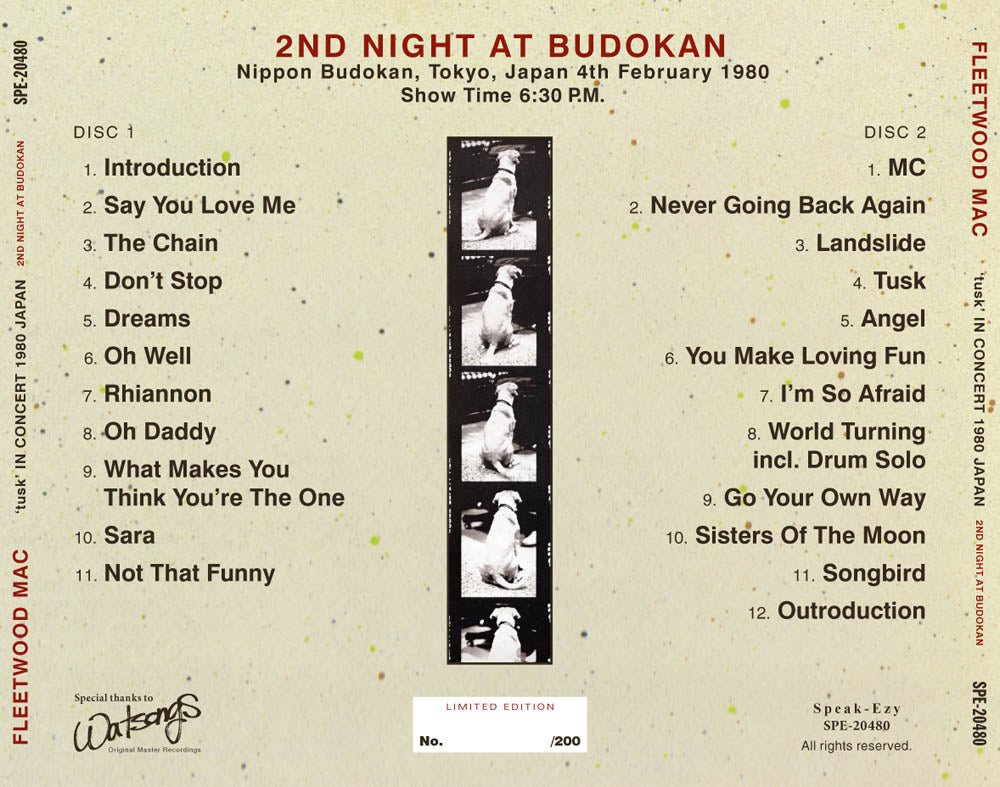 FLEETWOOD MAC / TUSK IN CONCERT 1980 JAPAN: 2ND NIGHT AT BUDOKAN (2CD)