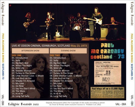 PAUL McCARTNEY + WINGS / SCOTLAND EDINBURGH 1973 (2CD)