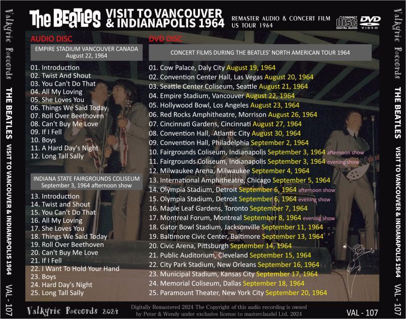 THE BEATLES / 1964 VISIT TO VANCOUVER & INDIANAPOLIS (1CD+1DVD)