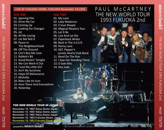 PAUL McCARTNEY / 1993 LA NUEVA GIRA MUNDIAL FUKUOKA 2.º (2 CD)