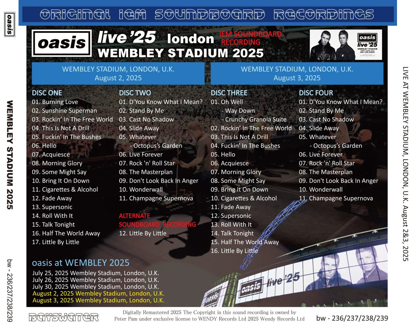 OASIS / 2025 WEMBLEY STADIUM (4CD)