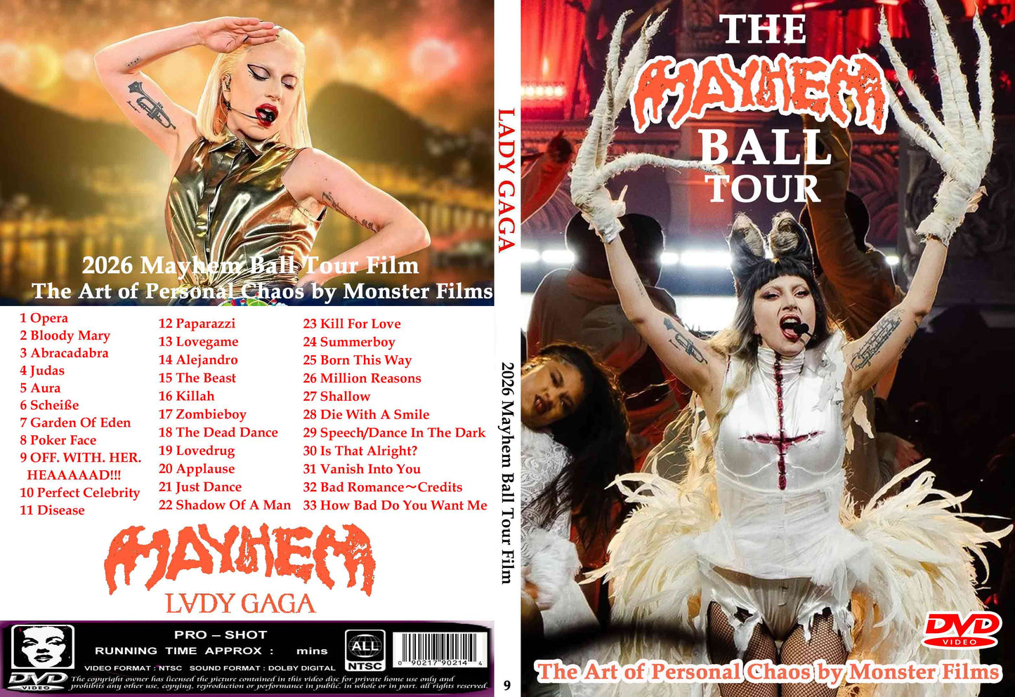 Lady Gaga / Mayhem Ball Tour Film The Art of Personal Chaos by Monster Films Labelless white discs (1DVDR)