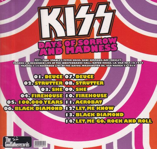 KISS / DAYS OF SORROW AND MADNESS Paper jacket (1CD)