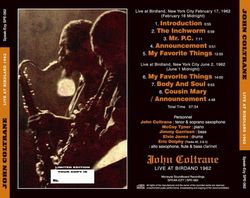 JOHN COLTRANE / LIVE AT BIRDLAND 1962 (1CD)