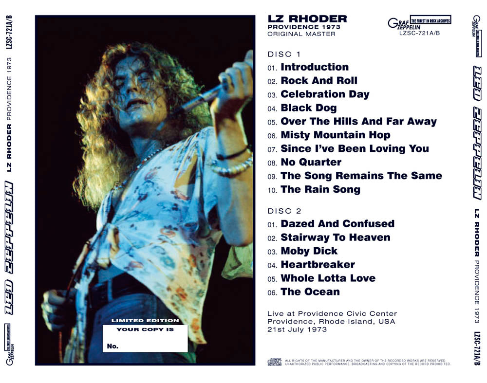 LED ZEPPELIN / LZ RHODER PROVIDENCE 1973 ORIGINAL MASTER (2CD)