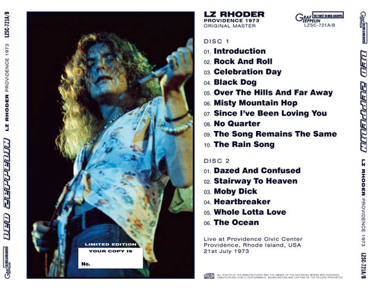 LED ZEPPELIN / LZ RHODER PROVIDENCE 1973 ORIGINAL MASTER (2CD)