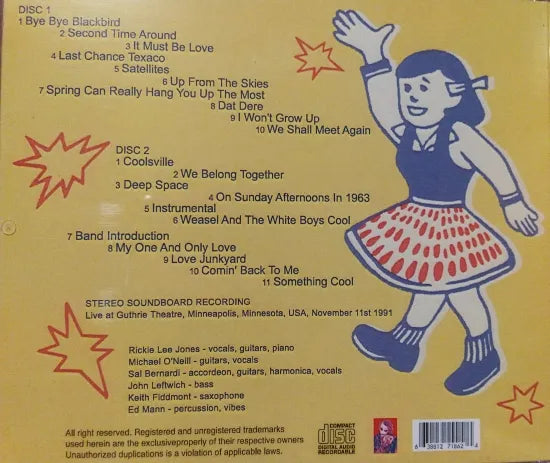 RICKIE LEE JONES / Pop Pop at Guthrie Theatre 1991 STEREO SOUNDBOARD (2CDR)
