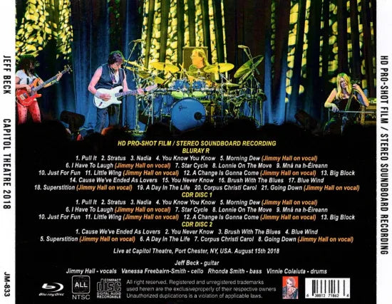 JEFF BECK / CAPITOL THEATRE 2018 HD PRO-SHOT (1BDR+2CDR)