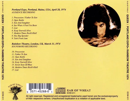 QUEEN / PORTLAND EXPO+RAINBOW THEATRE 1974 (1CDR)