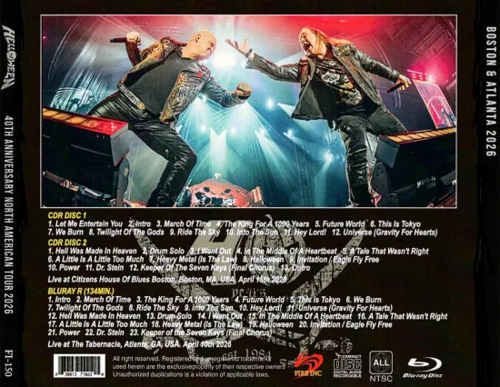 HELLOWEEN / BOSTON & ATLANTA 2026 (2CDR + 1BDR)