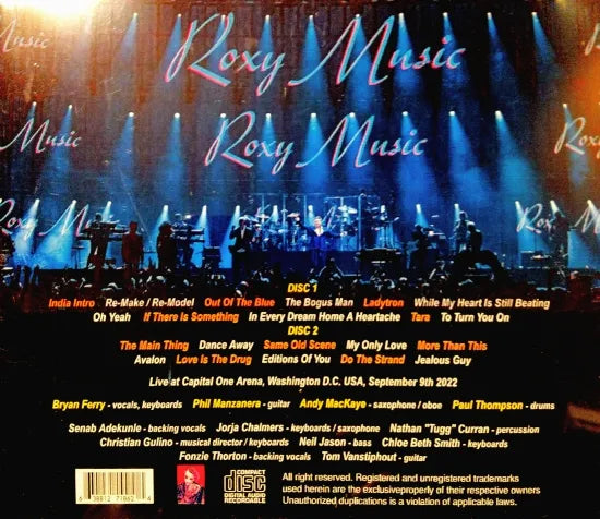 Roxy Music / Washington D.C. 2022 (2CDR)