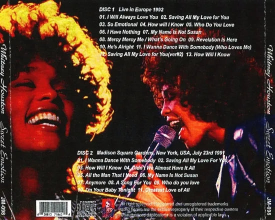 WHITNEY HOUSTON / SWEET EMOTION SOUNDBOARD (2CDR)