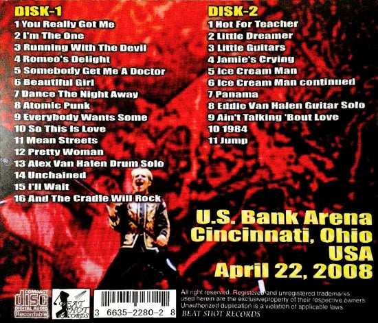 VAN HALEN / BANK ARENA 2008 (2CDR)