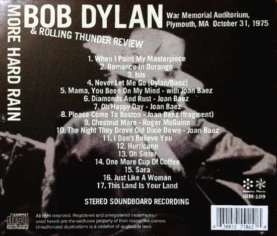 Bob Dylan & Rolling Thunder Review / More Hard Rain (1CDR)