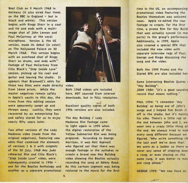 The Beatles Lady Madonna & Hey Bulldog 1CD 1DVD Booklet Set TMOQ Gazette